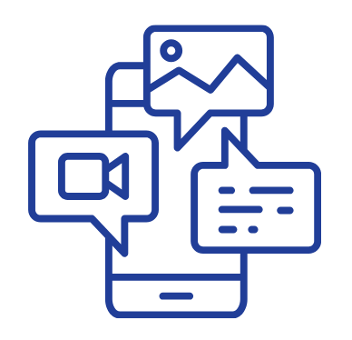 Ícono de desarrollo educativo con dispositivos multimedia y comunicación - Contenido E-learning Apréndelo
