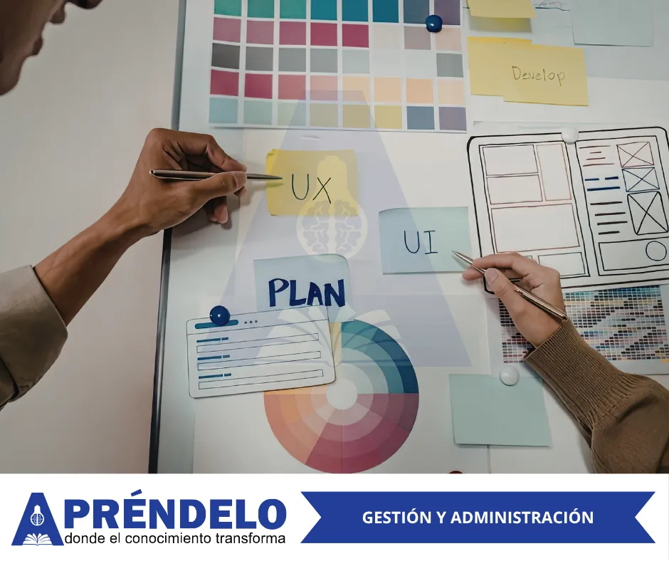 Planificación estratégica con post-its UX UI y diagrama de flujo - Cursos de Gestión Empresarial - Aprendelo
